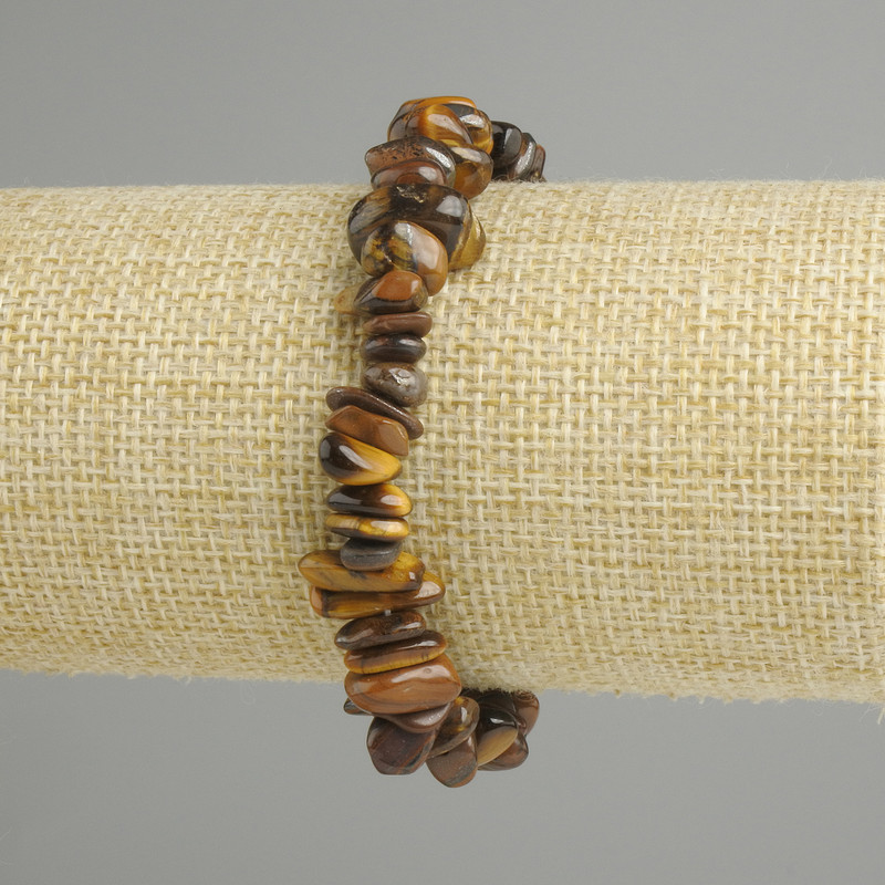 Tiger's Eye Chip Bracelet on Stretch, diameter 6–14×2–5 mm, length 18 cm ±
