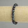 Natural Hawk's Eye Stone Bracelet, smooth round beads, 8 mm diameter, 18 cm length, elastic