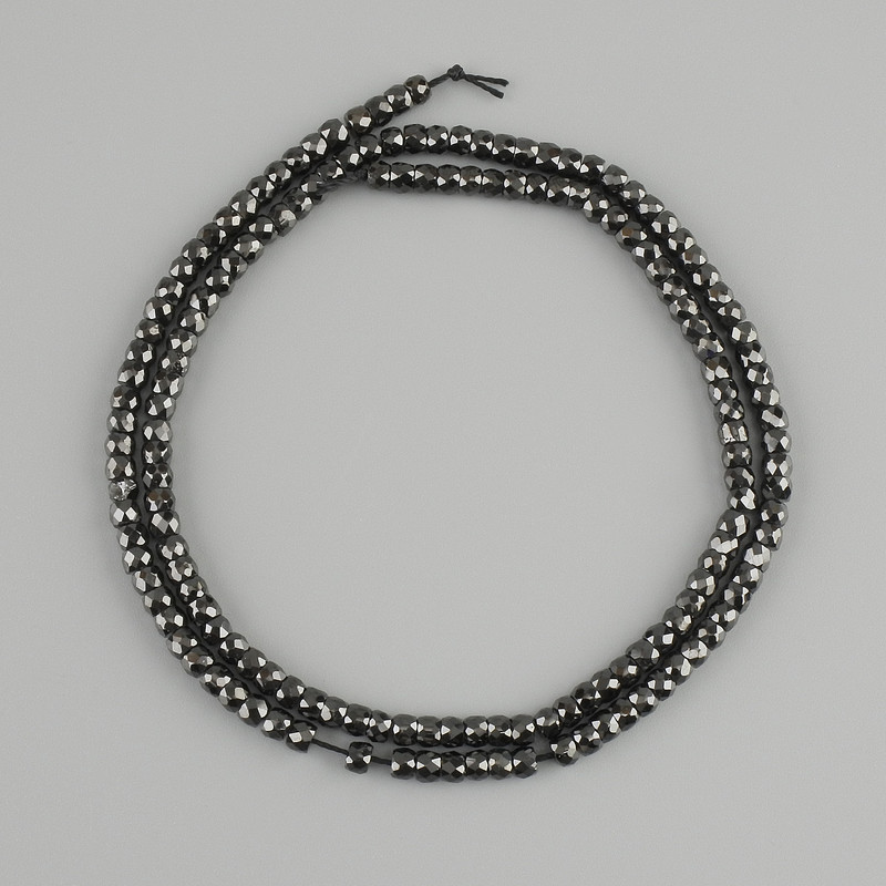 Hematite Beads, Faceted Rondelle, Diameter 3×2 mm, Length 38 cm±