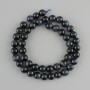 Hawk's Eye natural stone beads, smooth round, 8 mm diameter, 38 cm length