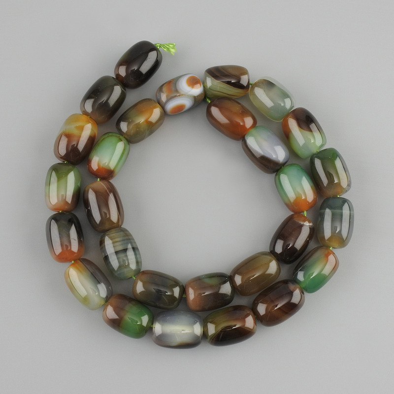 Beads Brazilian Agate Barrel, 14x10-10 mm, 5 mm ±, string length approx. 40 cm ± on thread