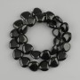 Heart-shaped Black Agate Beads, 14x14 mm, 37 cm long on thread