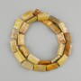 Rectangular fossilized coral beads 15–9.5×10 mm, 39 cm length ± on beading thread