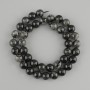 Beads of Rutilated Quartz with Schorl Tourmaline Inclusions, Smooth Spheres, Diameter 9.5–10 mm, Length 38 cm on Thread