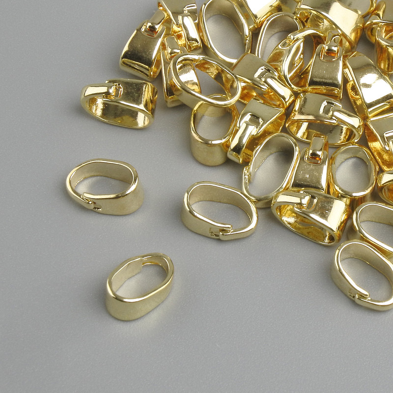 Pendant Bail Findings for Pendants, diameter 3 mm ±, length 7 mm ±, metal color Light Gold finish, 35 pcs +