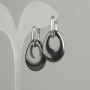 Earrings 'Bagel' with Hematite, teardrop, diameter 27×19 mm, length 35 mm ±, total length 40 mm ±