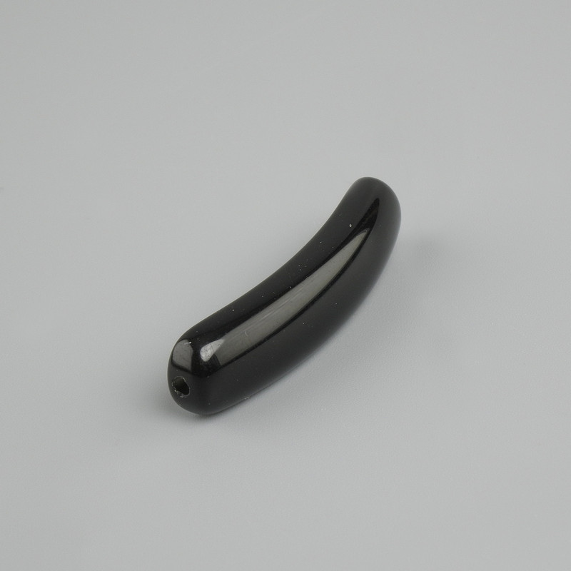 Bead insert, black agate, curved link with holes 36×8, 5×5 mm+