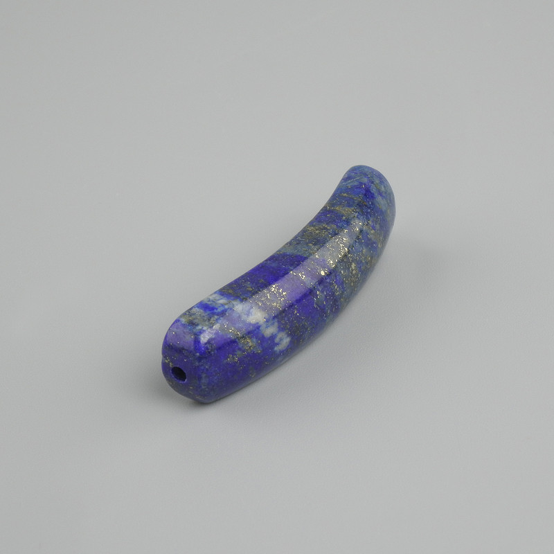 Curved lapis lazuli bead insert with holes 36×10×6 mm+