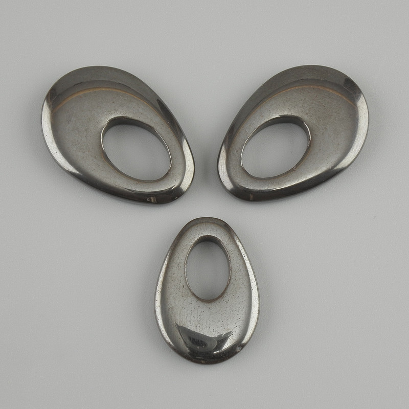 Drop-shaped Hematite Pendant, 27×19 mm, hole diameter 12×8 mm