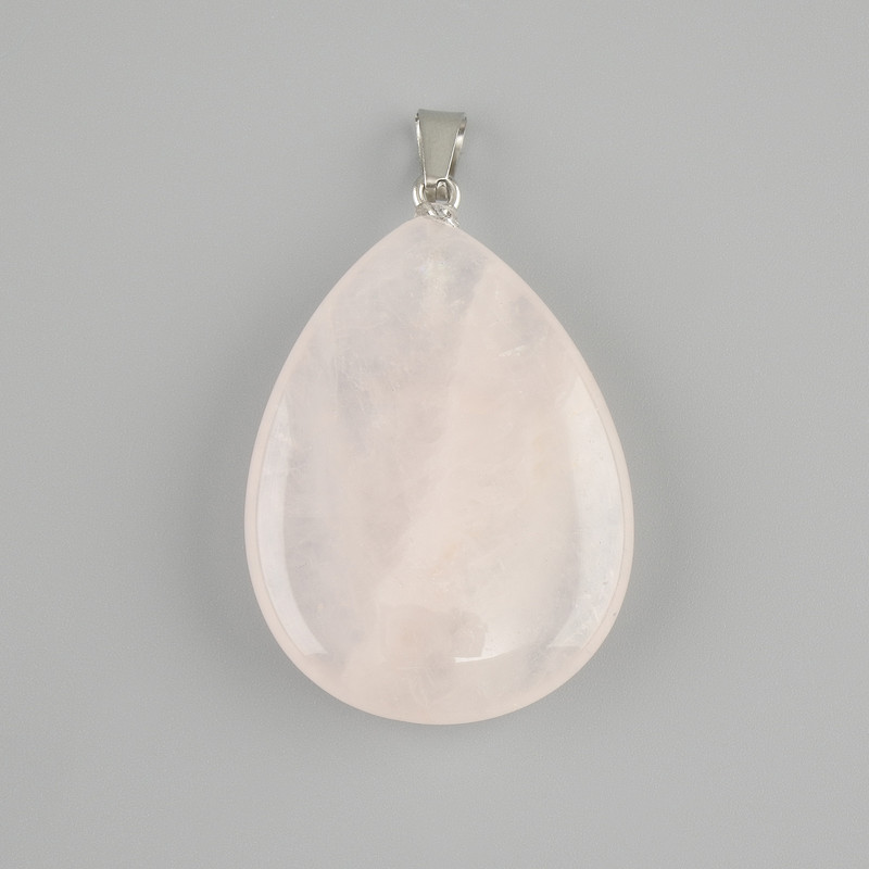 Rose Quartz Drop Pendant 40×30 mm ±, length 50 mm+