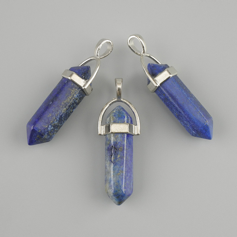 Lazurite pendant in the shape of a hexagonal crystal with a ball 8×31×41 mm+