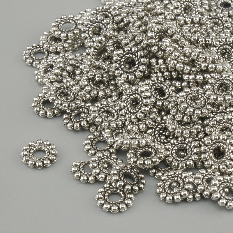 Bead Insert Findings, Silver Color, 6 mm Diameter ± Hole 2.5 mm ± Packaging 20 g (~170 pcs)