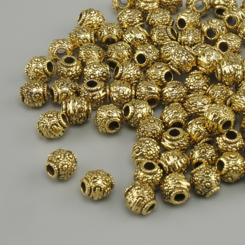 Bead Insert, Metal Color: Yellow Gold, 4x4 mm Diameter, 1.8 mm Hole Diameter, Packaging 20 g (~80 pcs)