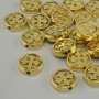 Bead insert with cross in yellow gold color, diameter 9 mm ±, hole diameter 1.4 mm ±, packaging 20 g (~23 pcs)
