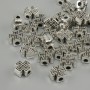 Cross bead insert findings, silver-colored metal, 7×7 mm diameter, hole 2.2 mm, packaging 20 g (~37 pcs)