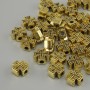 Cross Bead Insert Finding, Yellow Gold Color, 7x7 mm, Hole 2 mm, Packaging 20 g (~39 pcs)