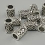 Nordic Rune Bead Findings, diameter 13x9 mm, hole diameter 6 mm, silver-tone finish, pack of 10