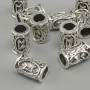 Nordic Rune Bead, 13×9 mm, 6 mm hole, silver-tone metal finish, pack of 10