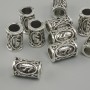 Bead findings Nordic Rune bead, diameter 13x9mm, hole diameter 6mm, silver-tone metal finish, 10 pcs
