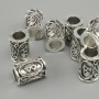 Bead Norse Rune, silver-tone metal finish, 13×9 mm diameter, hole diameter 6 mm, 10 pcs