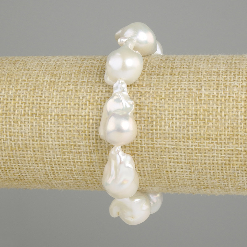 Baroque Pearl Bracelet, diameter 20-23×13-17 mm, length 18 cm ±, elastic