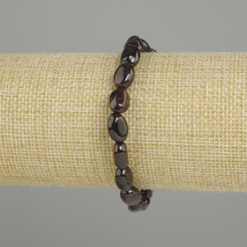 Faceted Garnet Bead Bracelet, bead diameter 10-11×7-7 mm, 5 mm ±, length 18 cm, stretch bracelet
