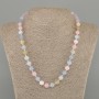 Morganite Necklace with smooth round beads, 8 mm diameter, 45 cm length ±, with clasp