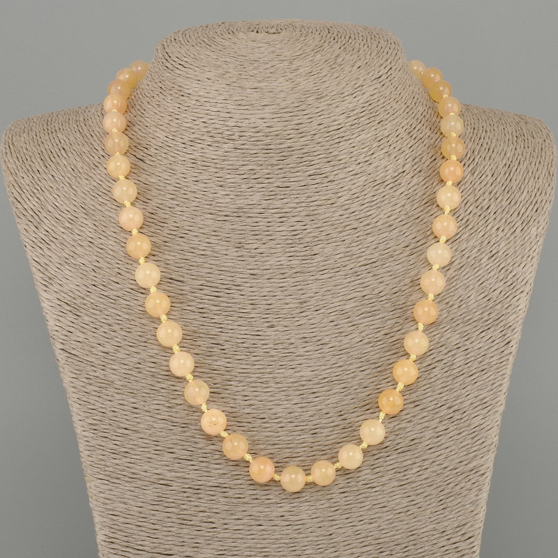 Necklace Citrine smooth bead, 8 mm diameter ±, 50 cm length ± with clasp