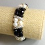 Bracelet with Freshwater Pearls and Czech Crystal, length 18 cm +/- stretch