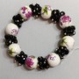 Bracelet with Czech Glass and Pressed Agate, 18 cm, stretch