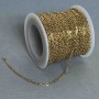 Bobbin chain findings for jewelry, 2 mm thick, 18 m length, gold-tone metal