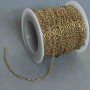 Bobbin chain for jewelry, 2.4 mm ±, 18 m ±, gold-tone
