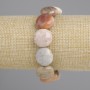 Bracelet with fossilized coral coin, 16-17 mm diameter, 18 cm length, stretch