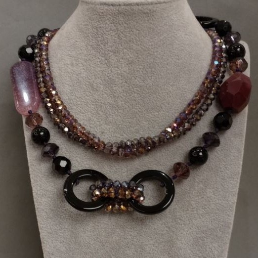 Long Necklace of Assorted Stones, length 84 cm+