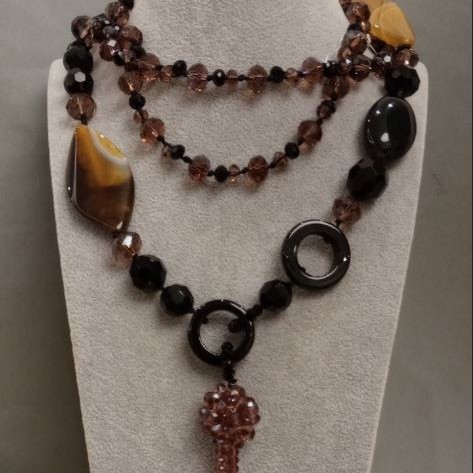 Long Czech crystal necklace, length 96 cm+