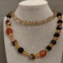 Long necklace made of Czech crystal and agate