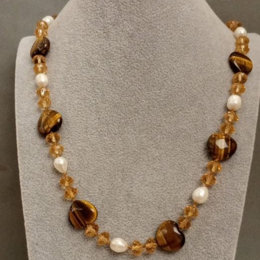 Long Necklace Assorted Stones, length 90 cm+