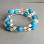 Mallorca Pearls Bracelet Turquoise on Memory Wire, 18 cm+