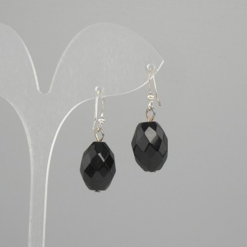 Agate Faceted Grain Earrings, diameter 16x12mm+-, length 30mm+