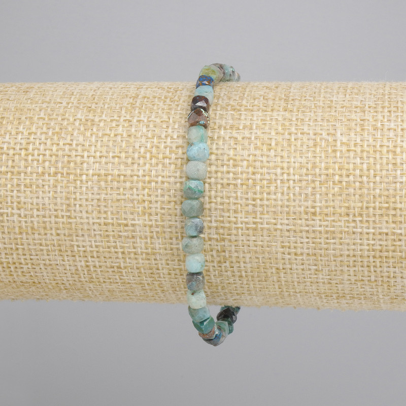 Chrysocolla Faceted Cube Bracelet, diameter 4x4mm+-, length 18cm+- stretch