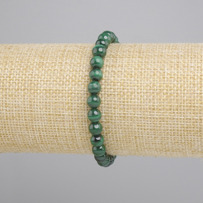 Malachite Smooth Bead Bracelet, diameter 6mm+-, length 18cm+- stretch