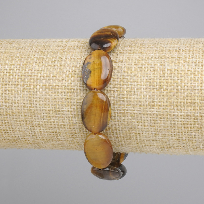 Tiger's Eye Oval Bracelet, diameter 18x13mm+-, length 18cm+- stretch
