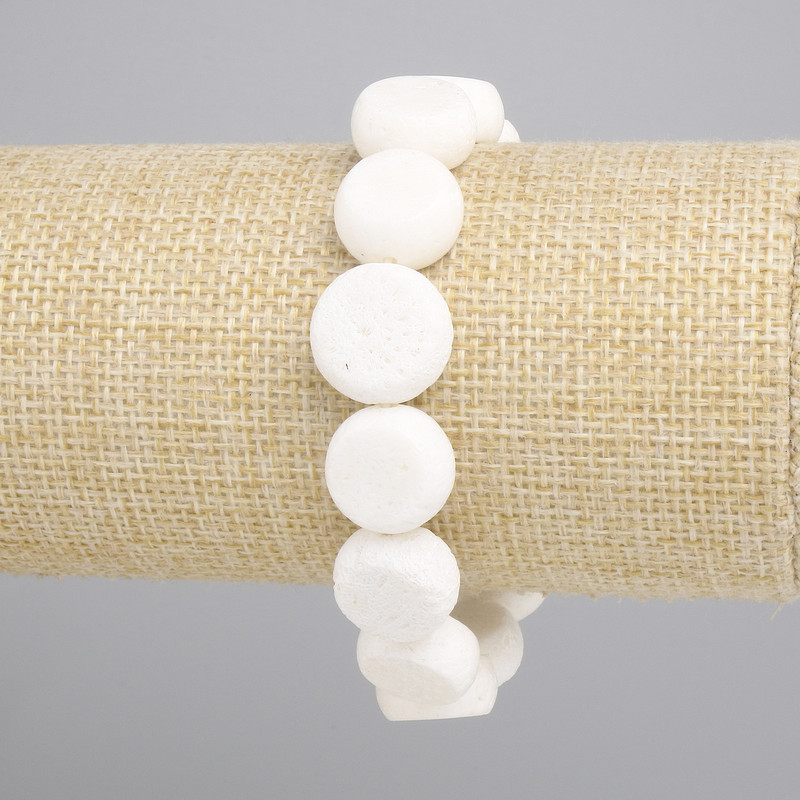 Sponge Coral Coin Bracelet, diameter 14mm+-, length 18cm+- stretch