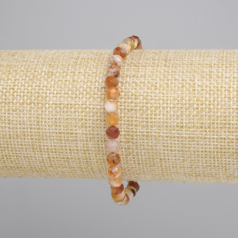 Agate Bracelet, faceted ball, diameter 5mm+-, length 18cm+- stretch