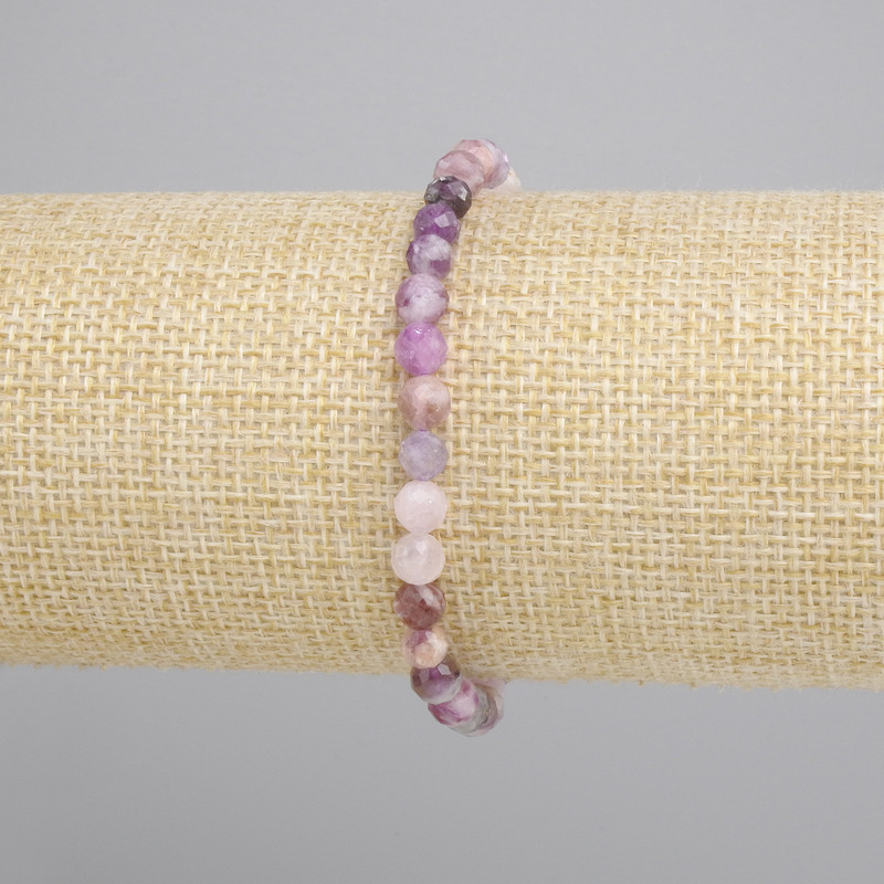 Lepidolite Faceted Bead Bracelet, 5 mm diameter, 18 cm length ±, stretch