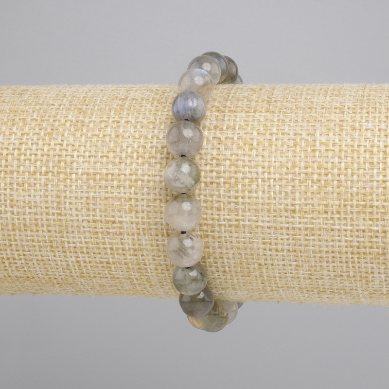Labradorite Bracelet, smooth ball, diameter 8mm+-, length 18cm+- stretch
