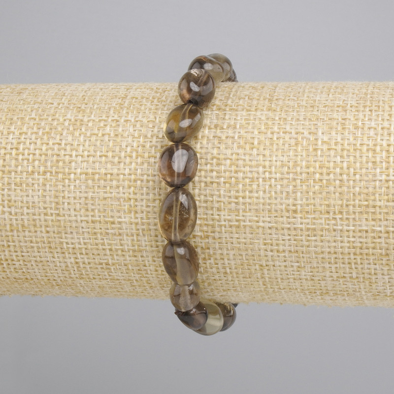 Smoky Quartz tumbled bracelet, diameter 9–12×7.5 mm, length 18 cm ± stretch