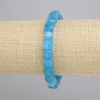 Aquamarine Bracelet cube, diameter 7-8mm+-, length 18cm+- stretch