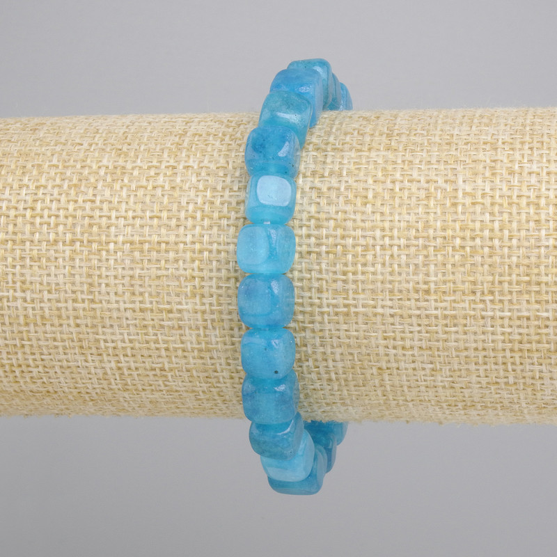 Aquamarine Bracelet cube, diameter 7-8mm+-, length 18cm+- stretch