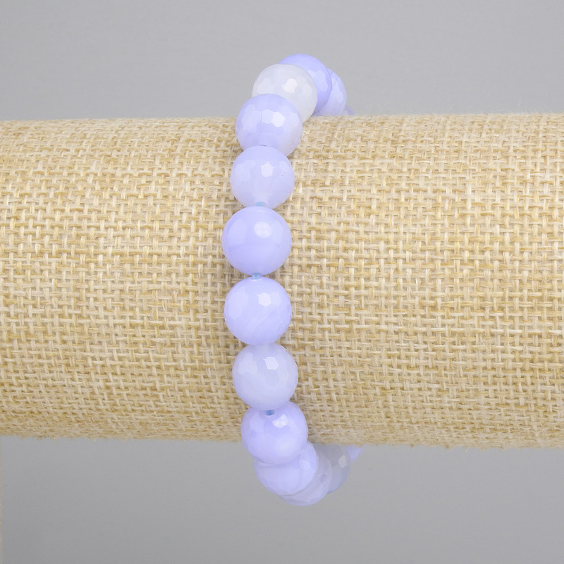 Agate Bracelet, faceted ball, diameter 10mm+-, length 18cm+- stretch